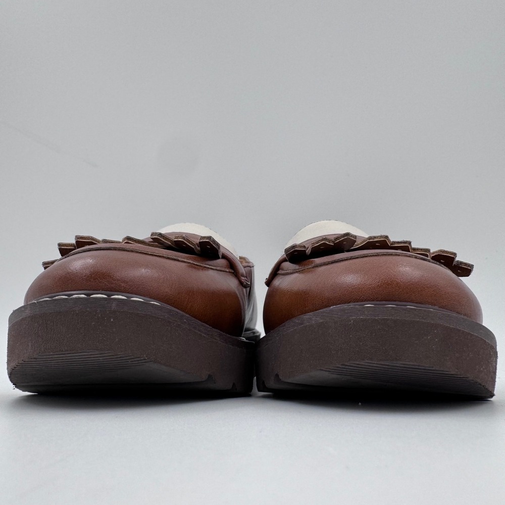 Naturalizer Womens Kiltie Fringe Platform Loafers Brown Cream Wedge Shoes Size 6 - Picture 3 of 9